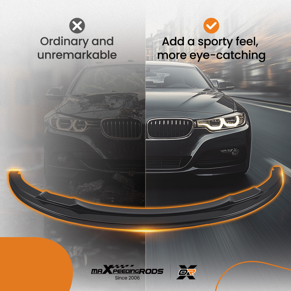 Front Bumper Add On compatible for BMW E92 E93 3 Series M Sport 2006-2010 Black ABS Lip