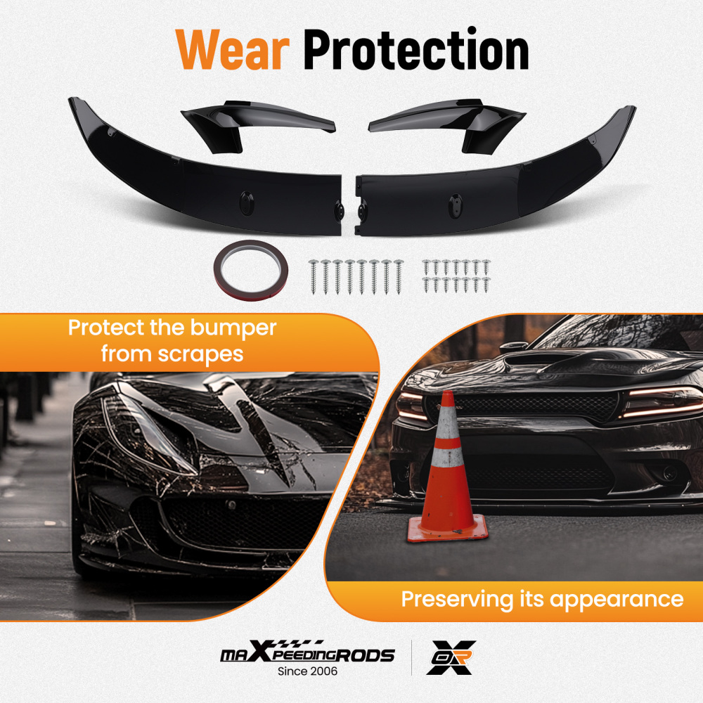 Bumper Lip Splitter compatible for BMW F10 5 Series M Sport 2011-2016 Front Spoiler Black