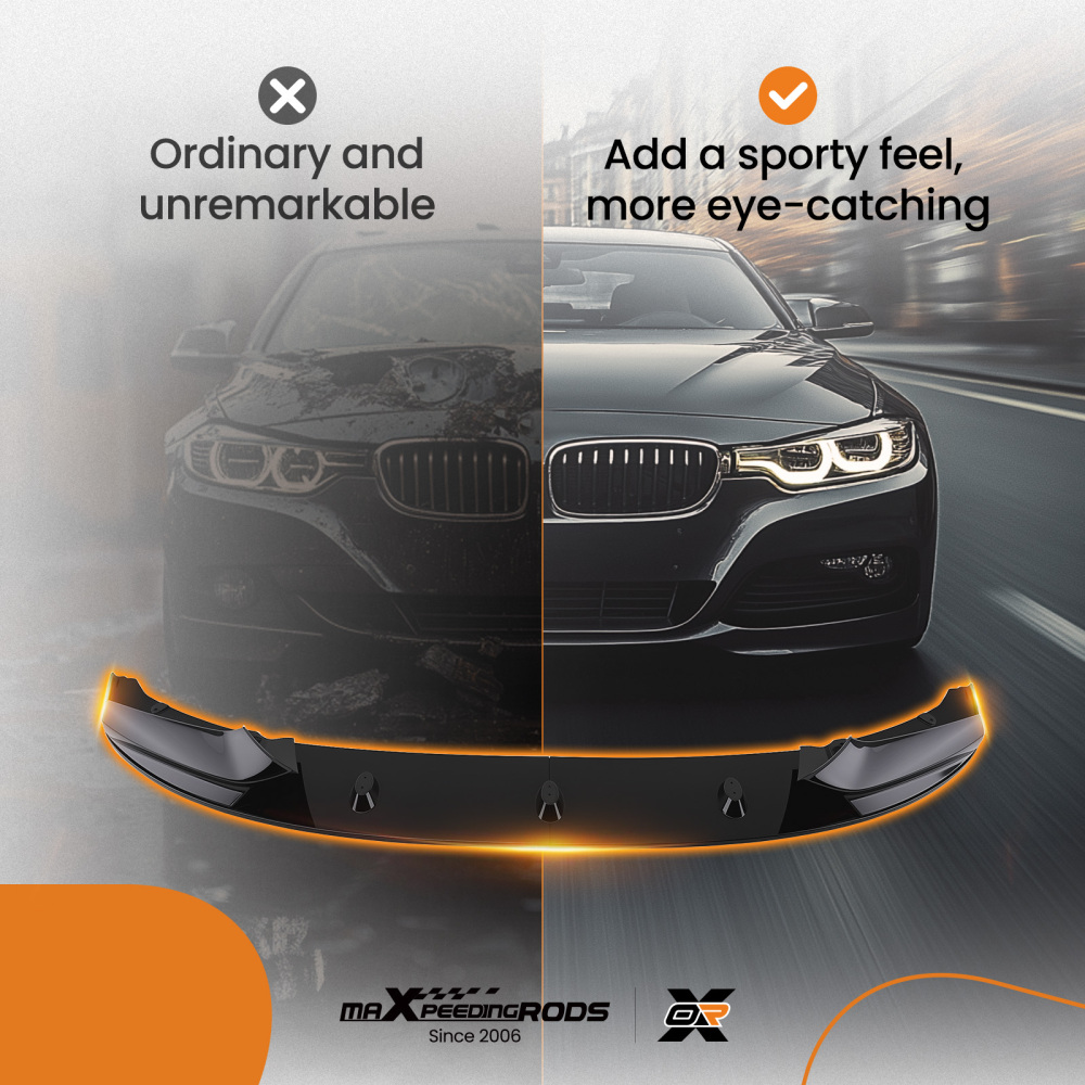 Bumper Lip Splitter compatible for BMW F10 5 Series M Sport 2011-2016 Front Spoiler Black