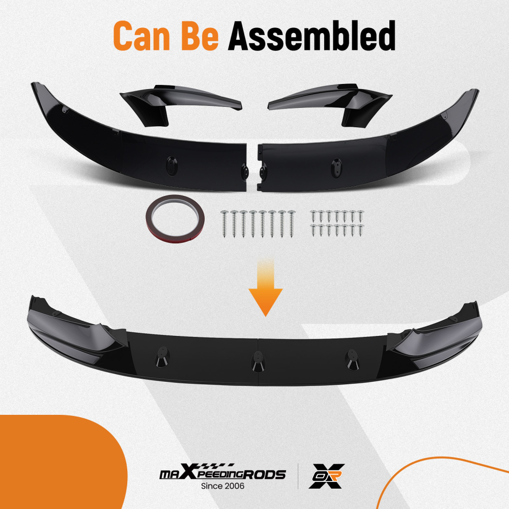 Bumper Lip Splitter compatible for BMW F10 5 Series M Sport 2011-2016 Front Spoiler Black