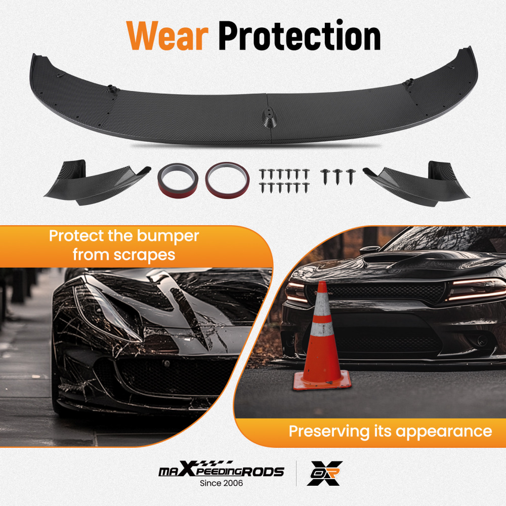 Front Bumper Lip Splitter Carbon Fiber Style compatible for BMW F10 5 Series M Sport 11-16