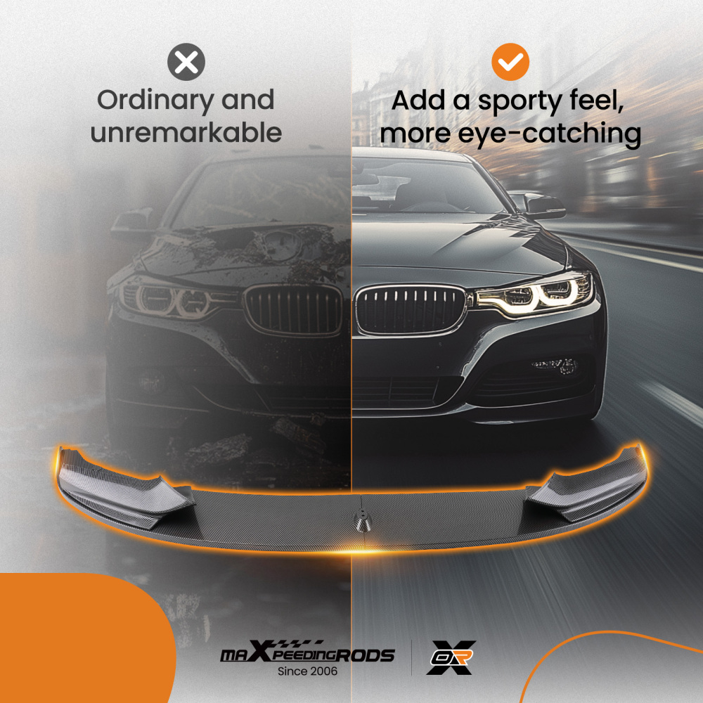 Front Bumper Lip Splitter Carbon Fiber Style compatible for BMW F10 5 Series M Sport 11-16