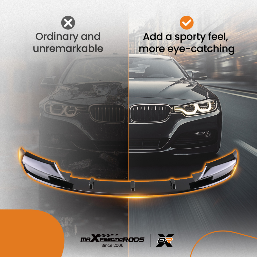 Black Front Bumper Splitter compatible for BMW F10 F11 5 Series M Sport 2009-2017