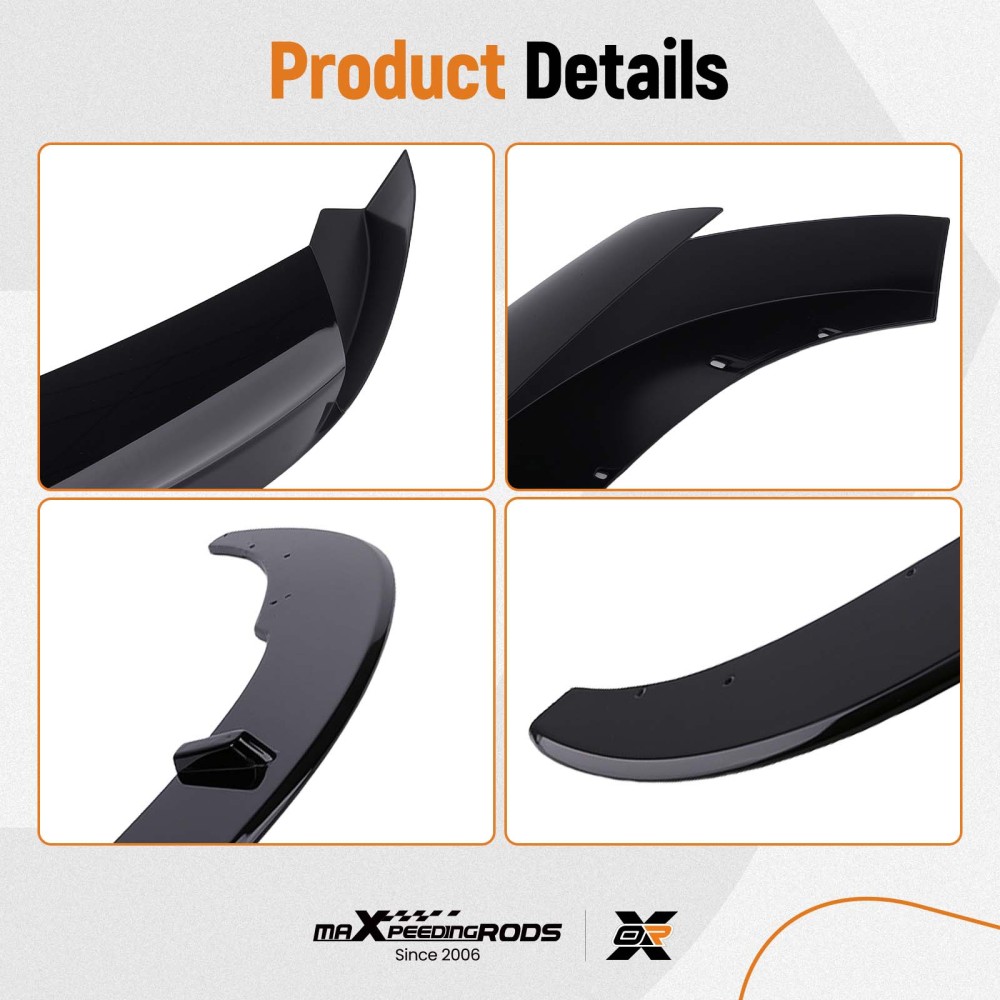 Black Front Bumper Splitter compatible for BMW F10 F11 5 Series M Sport 2009-2017