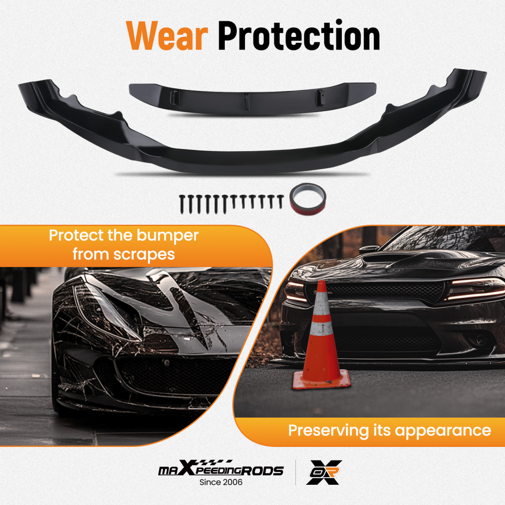 Front Bumper Splitter Lip Spoiler Kit Gloss Blk compatible for BMW X5 F15 M Sport 2013-2018