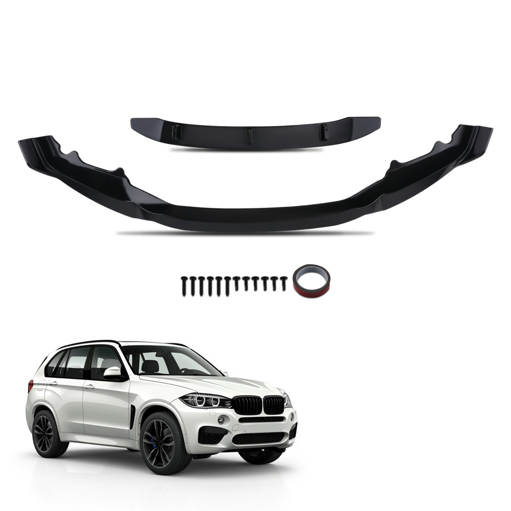 Front Bumper Splitter Lip Spoiler Kit Gloss Blk compatible for BMW X5 F15 M Sport 2013-2018