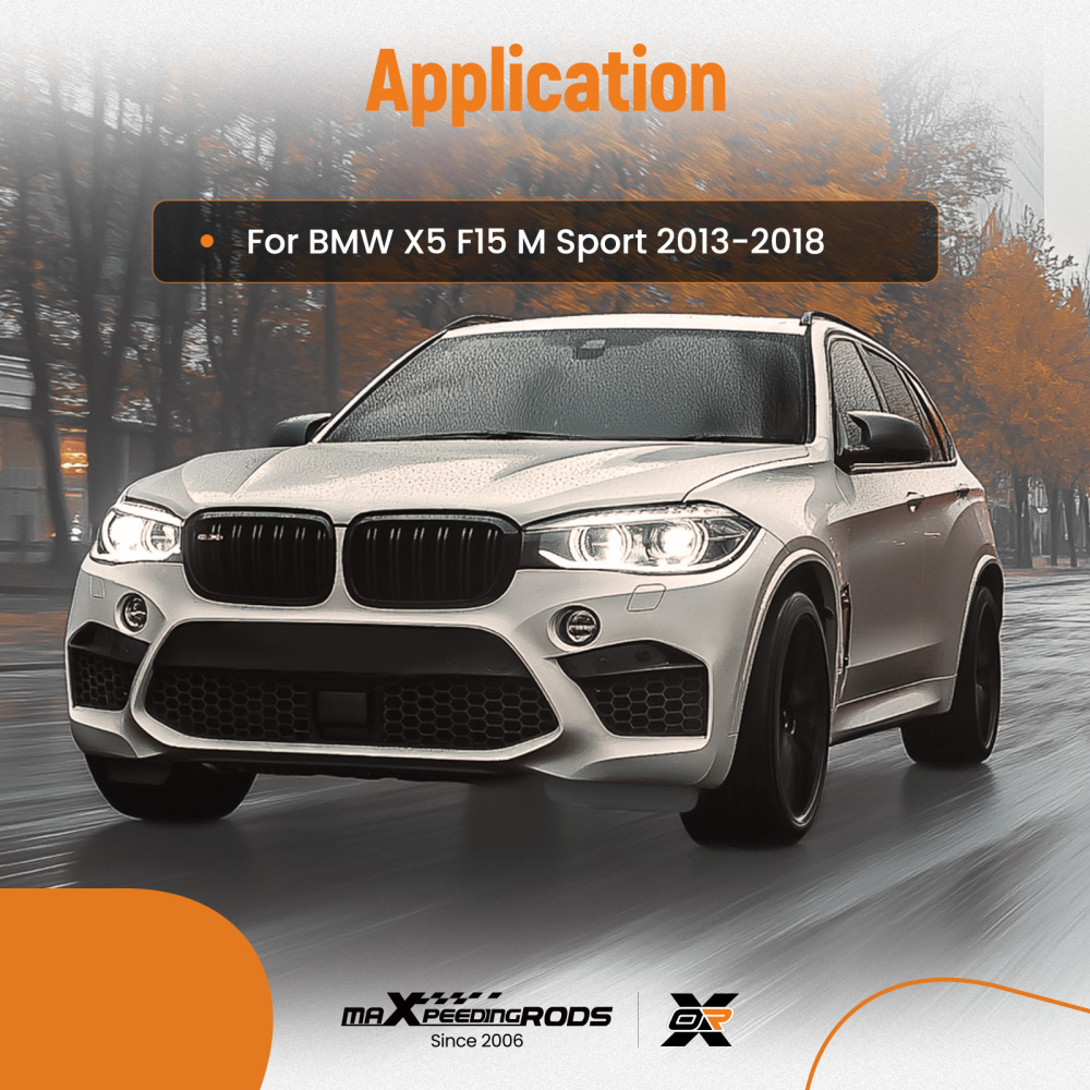 Front Bumper Splitter Lip Spoiler Kit Gloss Blk compatible for BMW X5 F15 M Sport 2013-2018