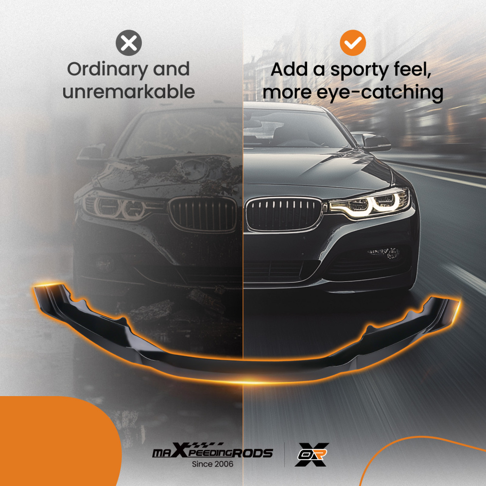 Front Bumper Splitter Lip Spoiler Kit Gloss Blk compatible for BMW X5 F15 M Sport 2013-2018