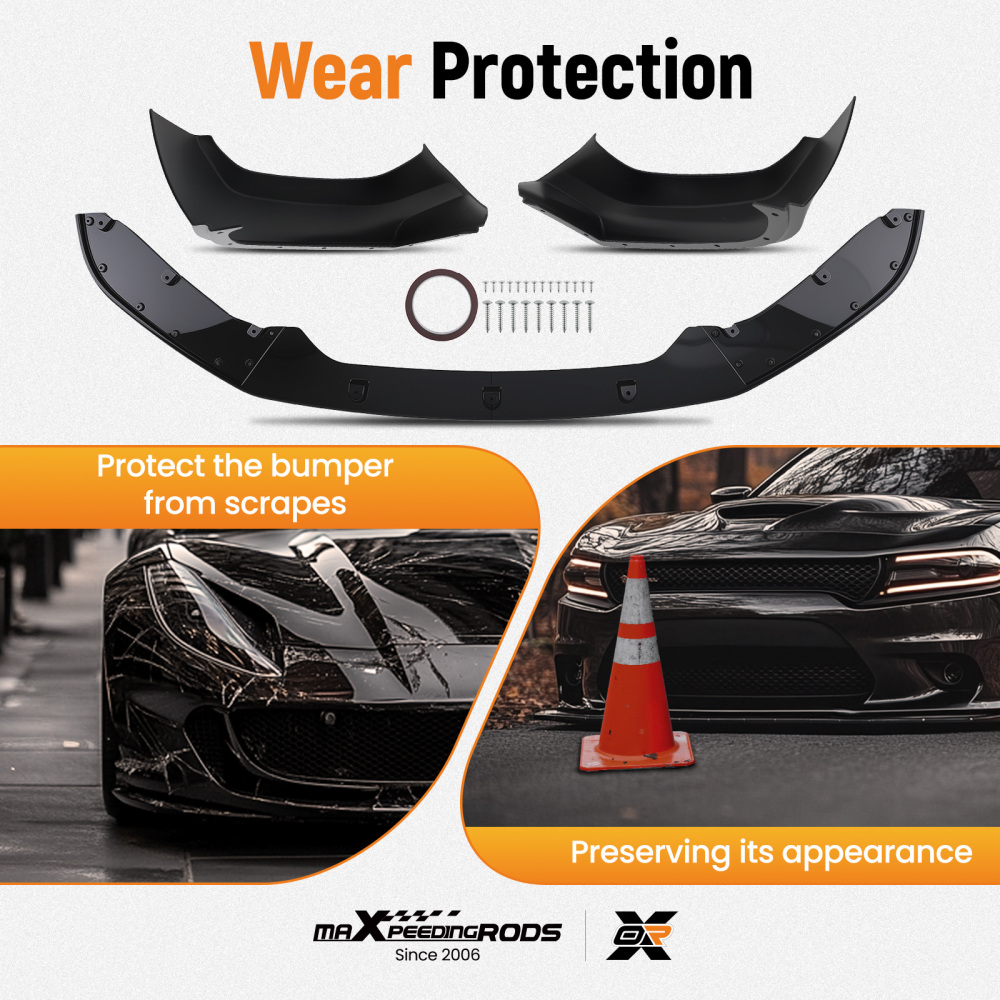 Front Bumper Extension compatible for BMW F20 F21 M Sport 2015-2019 Black Splitter Kit