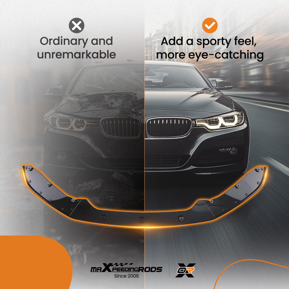 Front Bumper Extension compatible for BMW F20 F21 M Sport 2015-2019 Black Splitter Kit