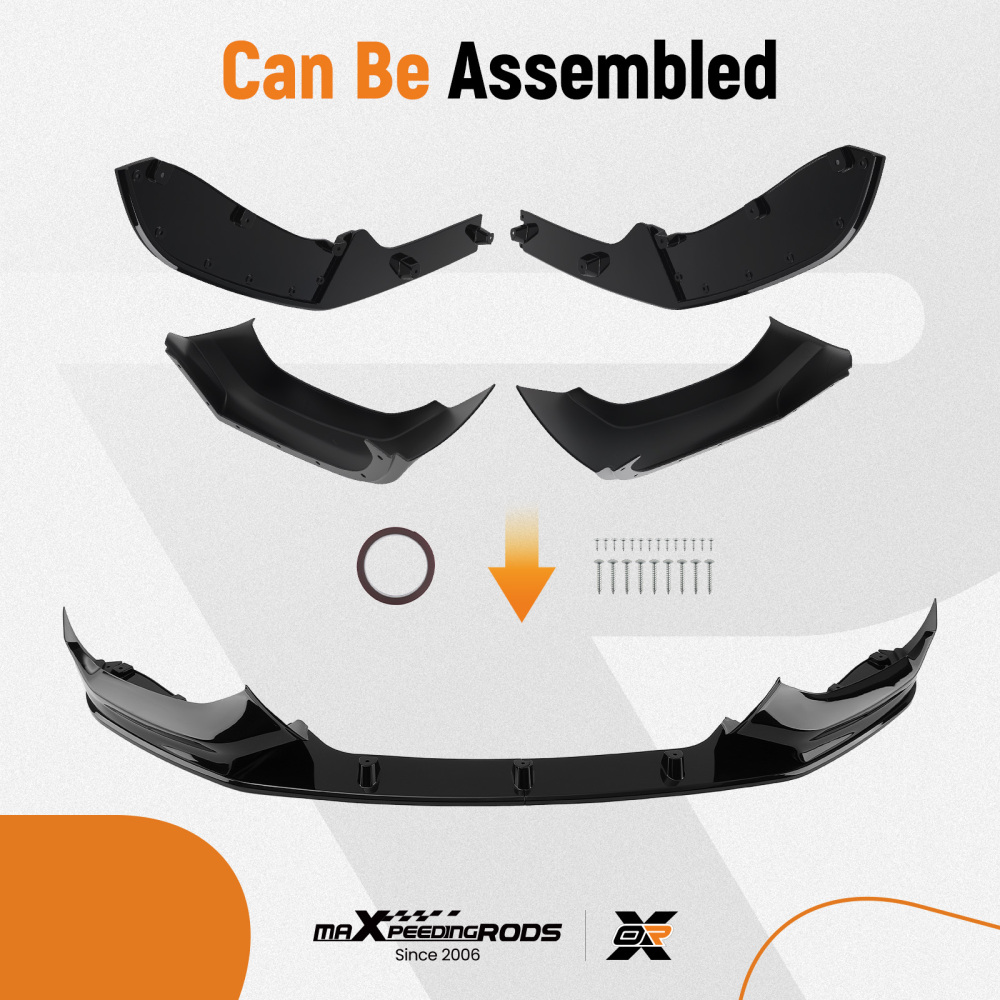 Bumper Lip Splitter compatible for BMW 1 Series F20 F21 M Sport 2015-2019 Gloss Black Front