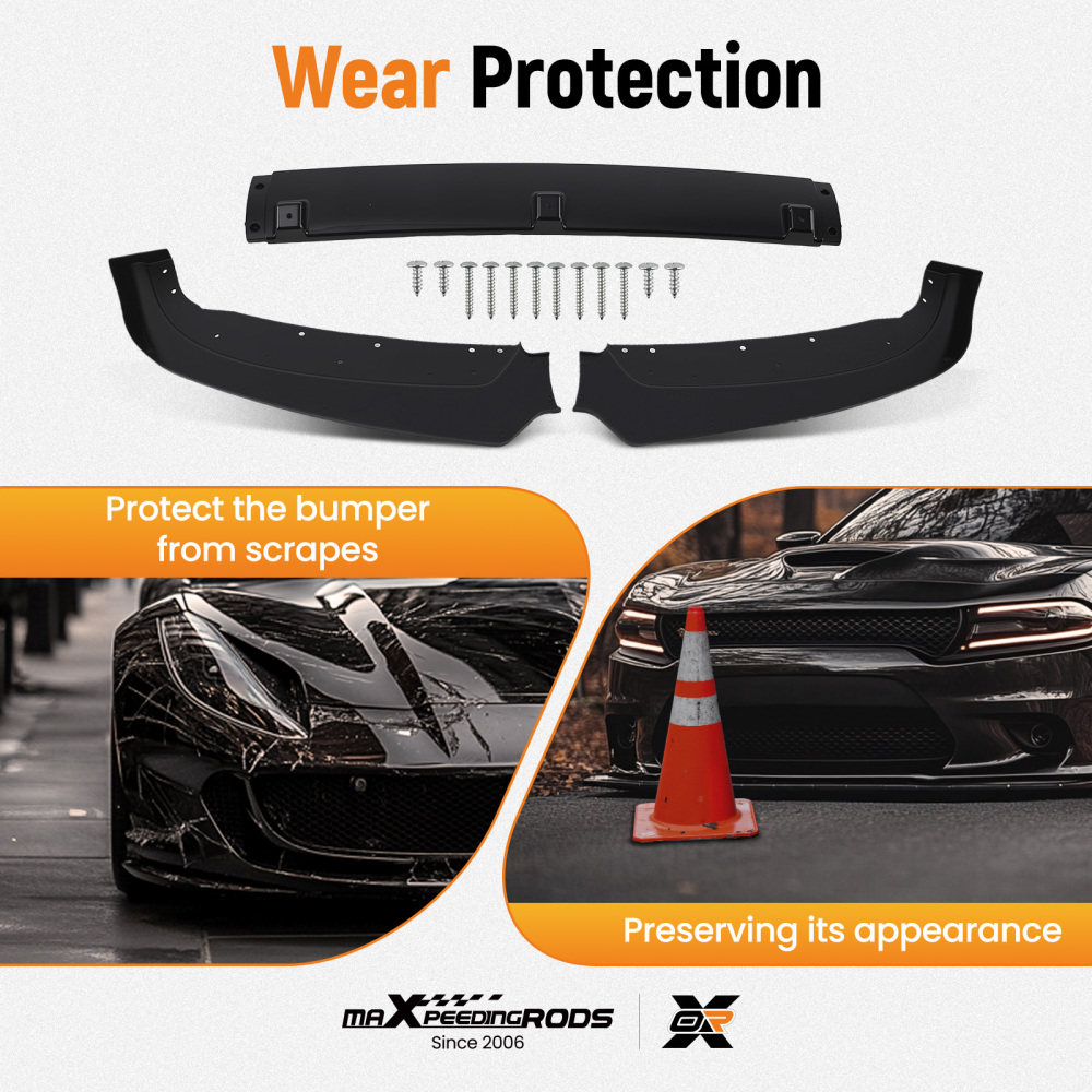 Glossy Black Front Bumper Splitter Spoiler compatible for BMW F30 320i 328i Base 2012-2015