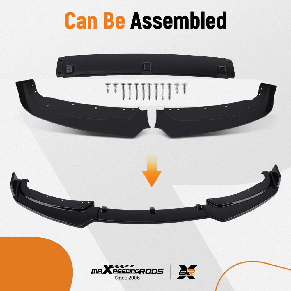 Glossy Black Front Bumper Splitter Spoiler compatible for BMW F30 320i 328i Base 2012-2015