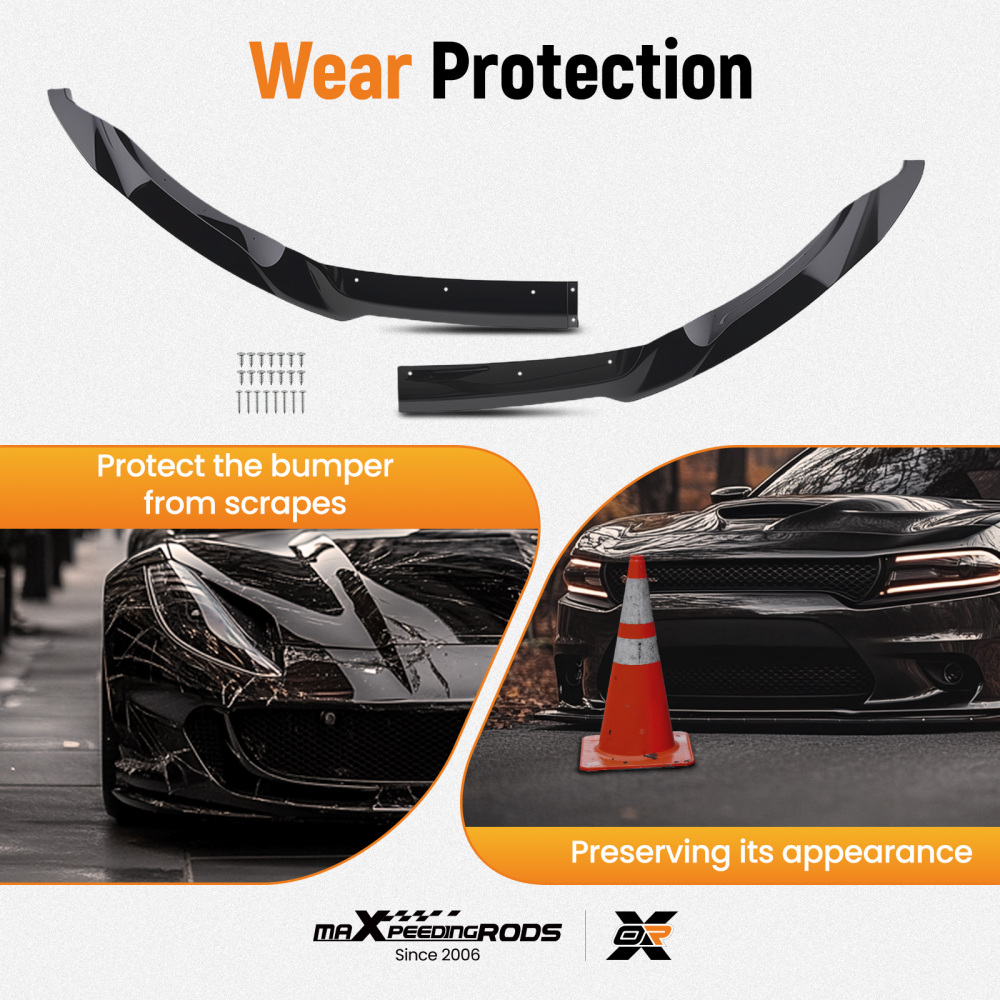 Black Front Bumper Lip Kit compatible for BMW F80 F82 F83 M3 M4 15-20 MP Style