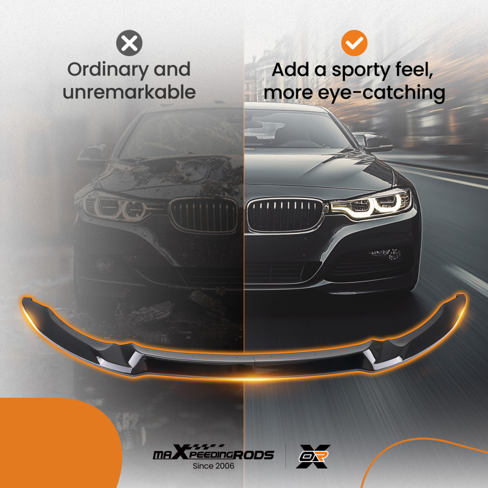 Black Front Bumper Lip Kit compatible for BMW F80 F82 F83 M3 M4 15-20 MP Style