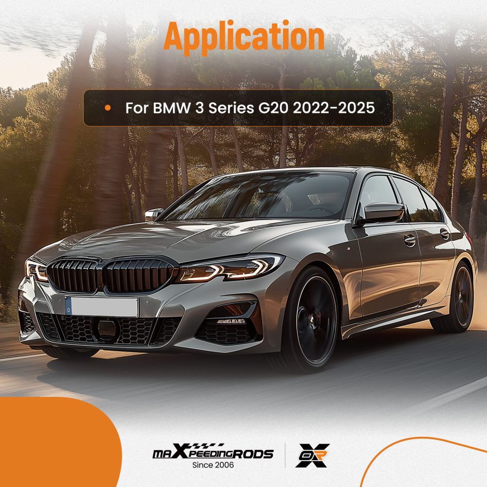 Bumper Add-on Lip compatible for BMW G20 3 Series M Sport 2022-2024 Gloss Black Front