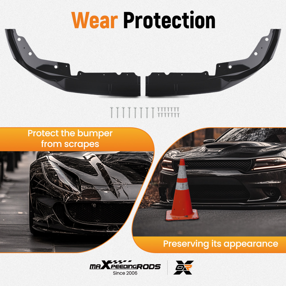 Bumper Add-on Lip compatible for BMW G20 3 Series M Sport 2022-2024 Gloss Black Front