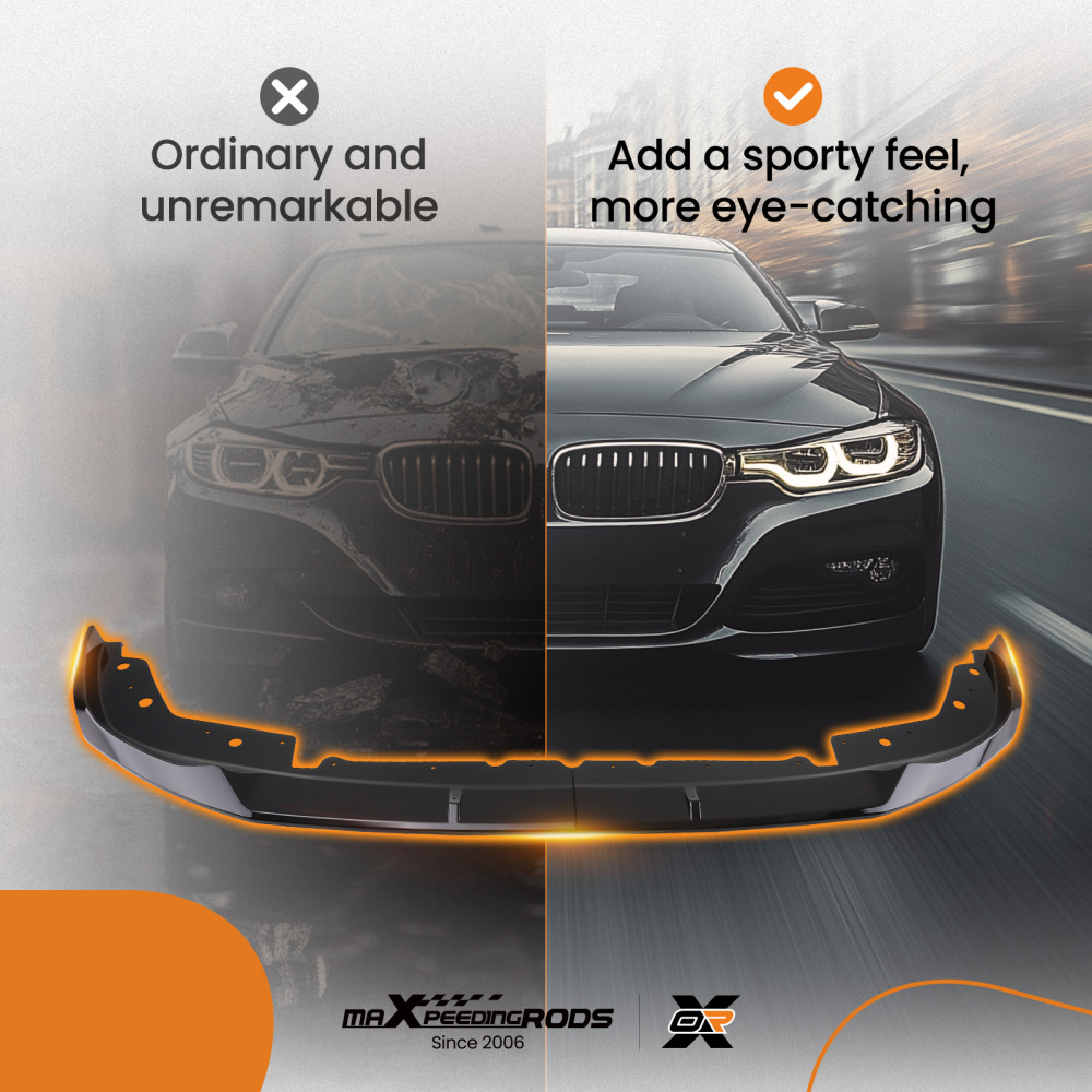 Bumper Add-on Lip compatible for BMW G20 3 Series M Sport 2022-2024 Gloss Black Front