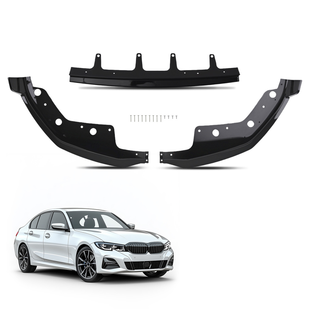 Bumper Lip Spoiler Kit compatible for BMW 3 Series G20 330i 2019-2022 Gloss Black 3 Pieces