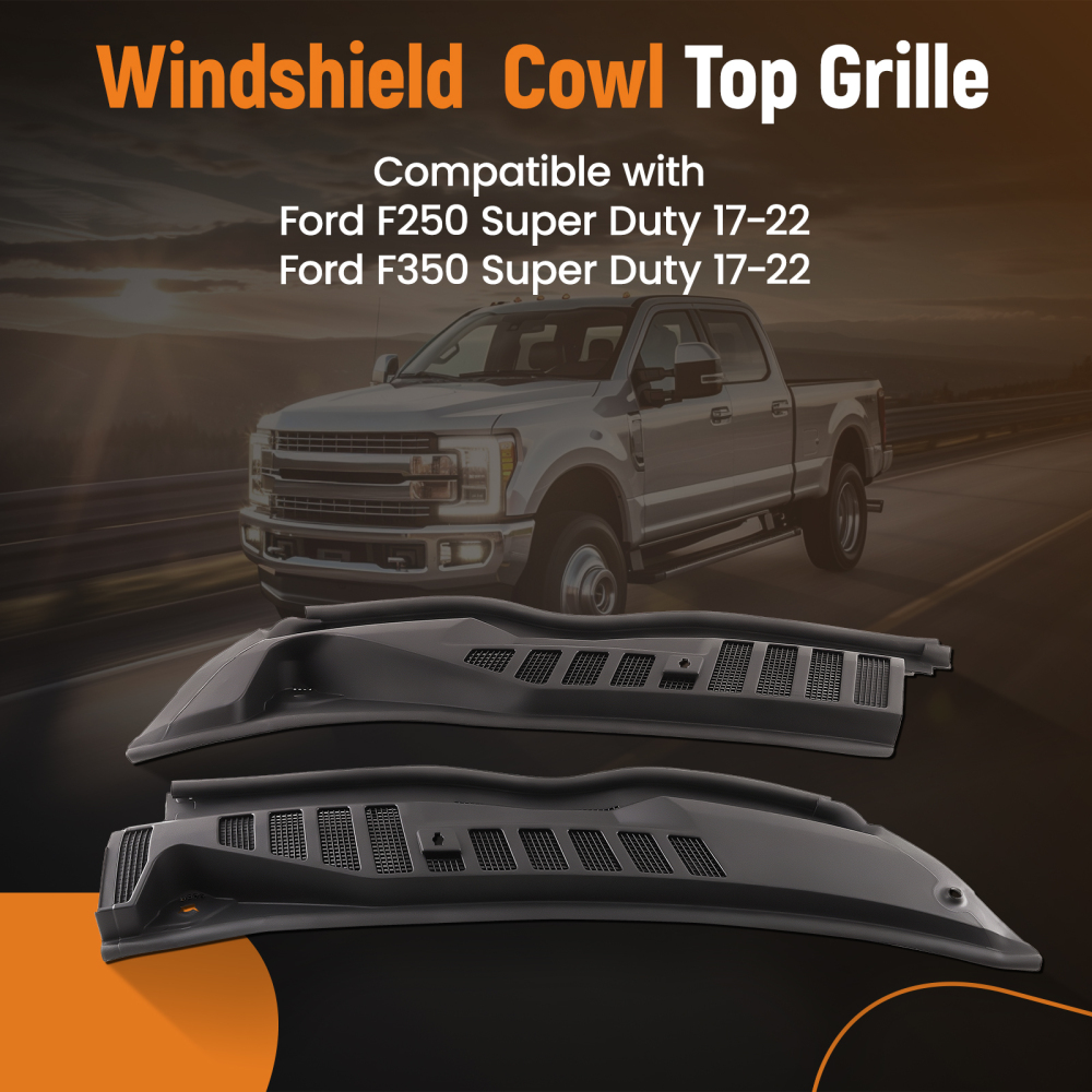 Windshield Wiper Cowl Panel Grille Set compatible for Ford F-250 F-350 Super Duty 2017-2022