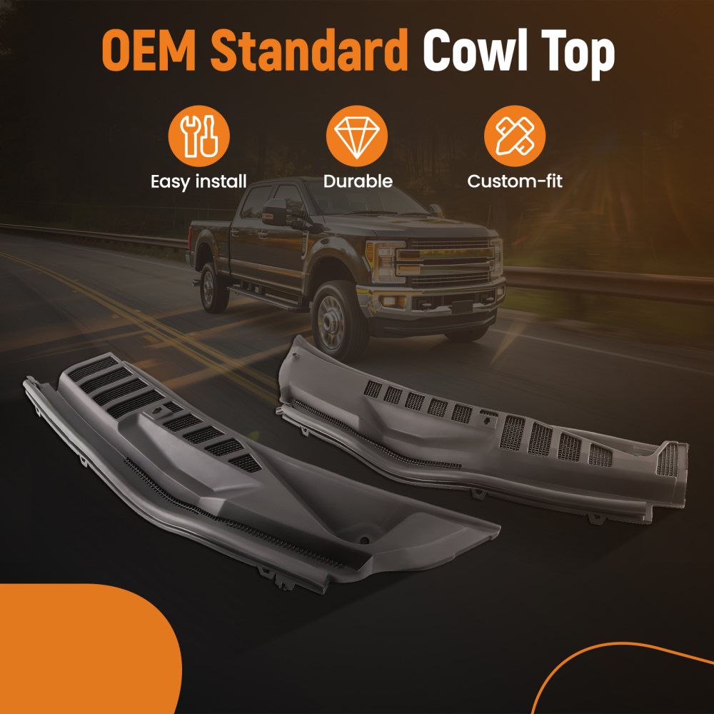 Windshield Wiper Cowl Panel Grille Set compatible for Ford F-250 F-350 Super Duty 2017-2022