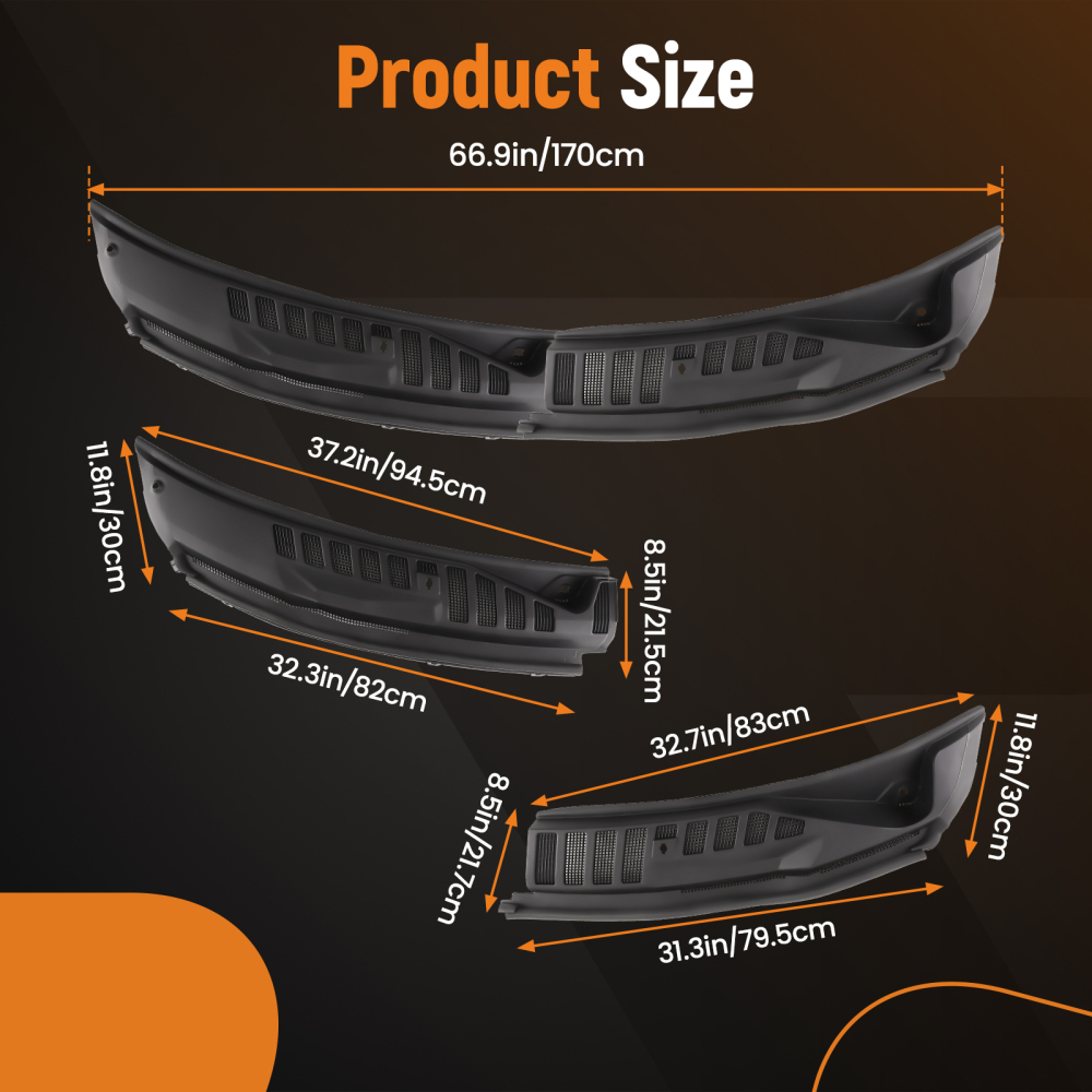 Windshield Wiper Cowl Panel Grille Set compatible for Ford F-250 F-350 Super Duty 2017-2022