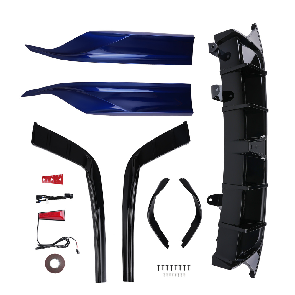 Rear Bumper Diffuser + Still Night Blue Corner Apron Spat For 18-2022 Accord LED