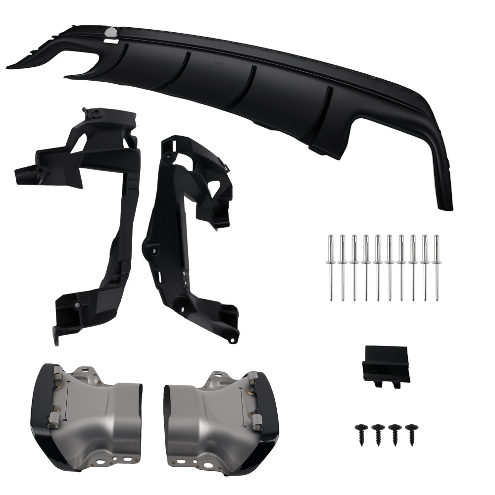 Rear Bumper Diffuser+Tailpipes For 2013-2019 compatible for Mercedes Benz W117 CLA45 AMG Sport