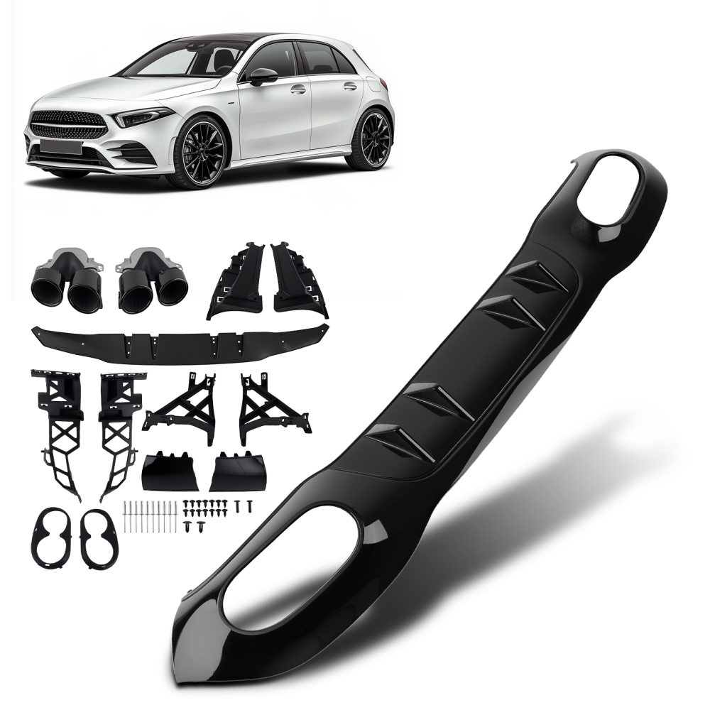 A45 Look Rear Bumper Diffuser compatible for Mercedes Benz A-Class W177 Hatchback