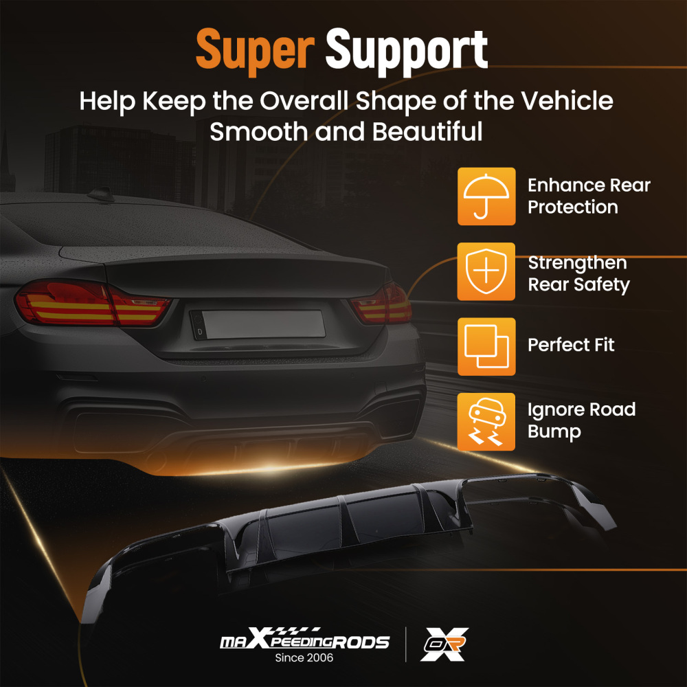 AMG Style Diffuser compatible for Mercedes C Class W204 2012-2015 Gloss Black Plastic