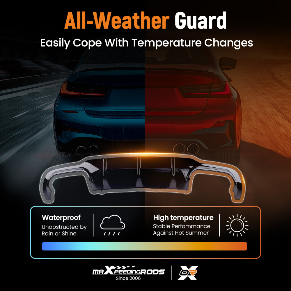 AMG Style Diffuser compatible for Mercedes C Class W204 2012-2015 Gloss Black Plastic