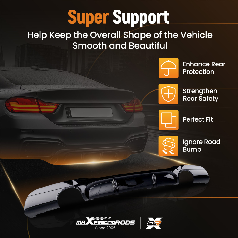 Rear Bumper Lip Diffuser compatible for BMW E90 3 Series M Sport 2005-2011 Black PP