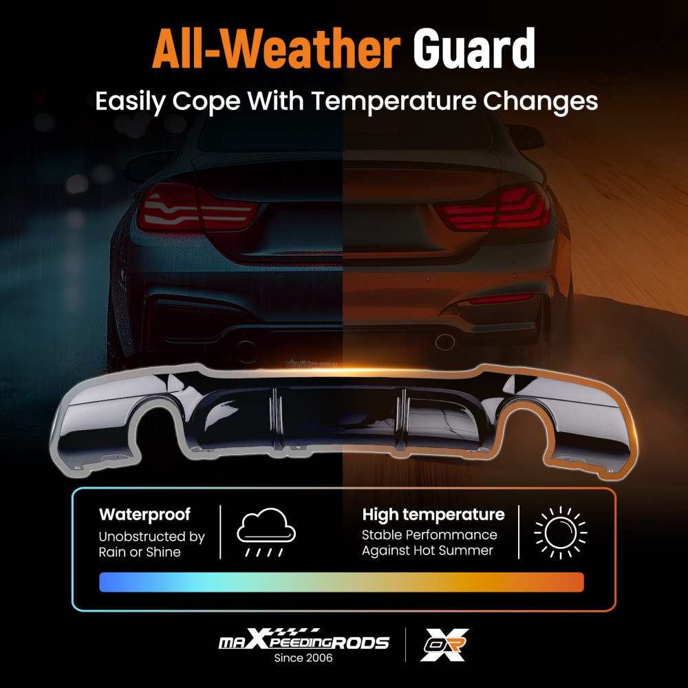 Rear Bumper Lip Diffuser compatible for BMW E90 3 Series M Sport 2005-2011 Black PP