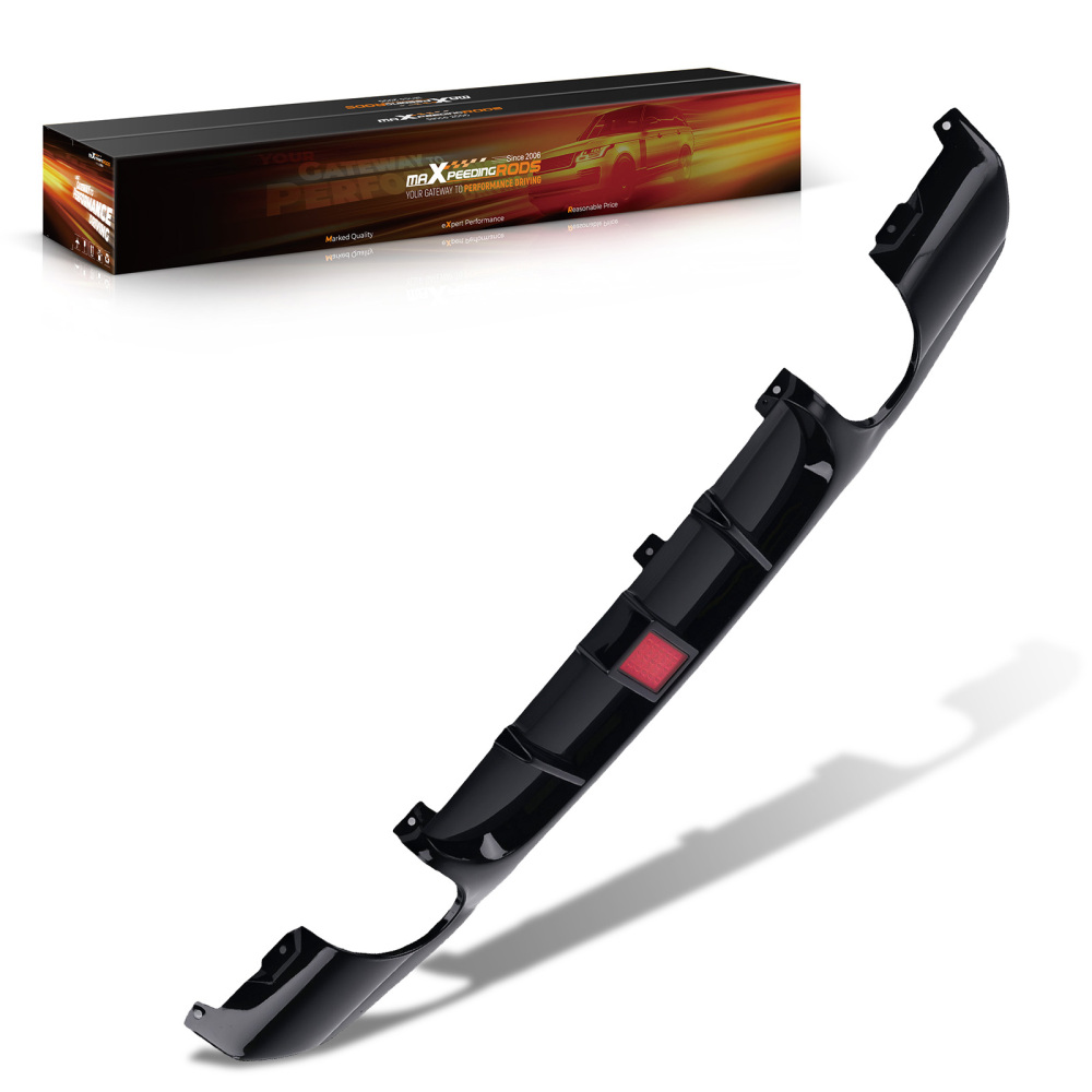 Black Rear Bumper Lip Kit compatible for BMW E90 E91 3 Series M Tech 2005-2012 w/ LED Light