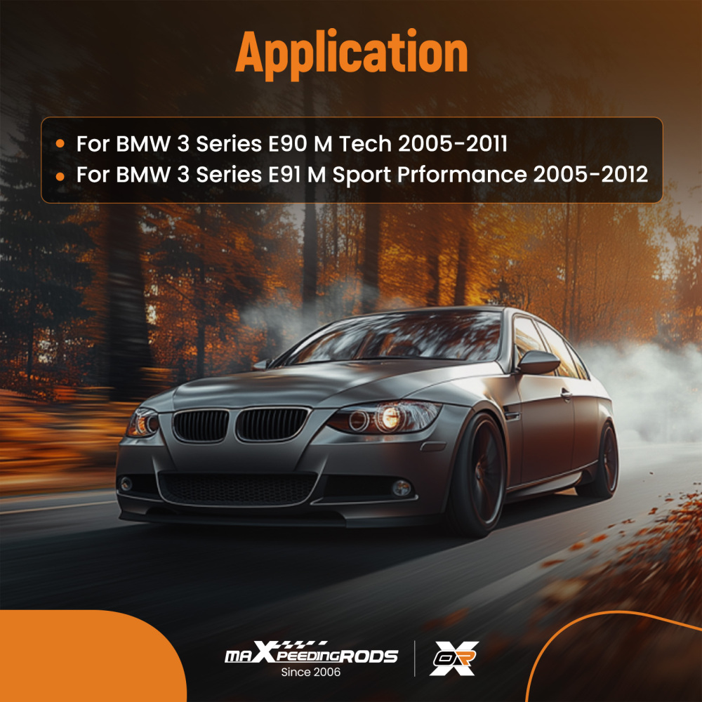 Black Rear Bumper Lip Kit compatible for BMW E90 E91 3 Series M Tech 2005-2012 w/ LED Light