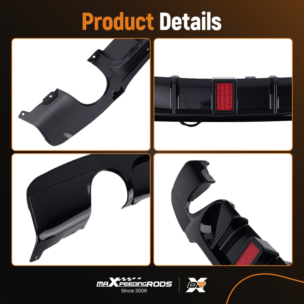 Black Rear Bumper Lip Kit compatible for BMW E90 E91 3 Series M Tech 2005-2012 w/ LED Light