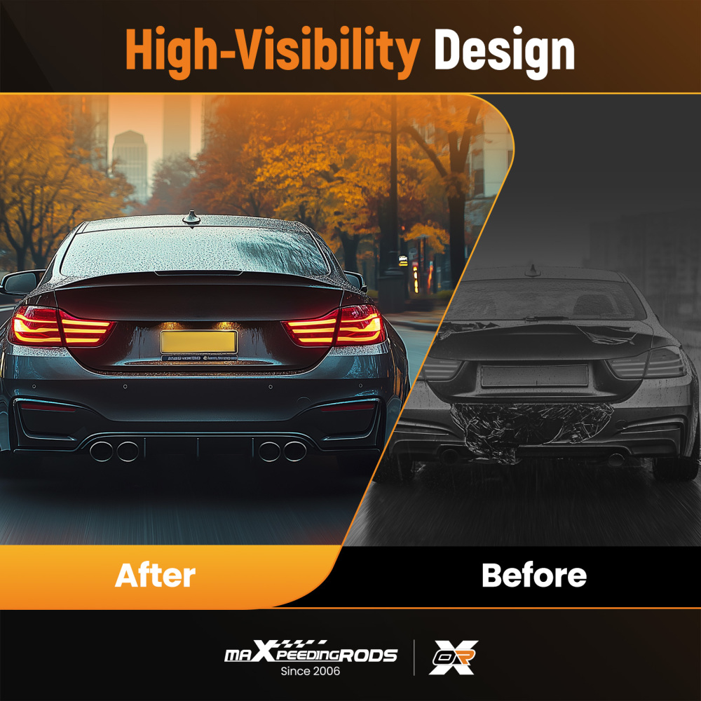 Black Rear Bumper Lip Kit compatible for BMW E90 E91 3 Series M Tech 2005-2012 w/ LED Light