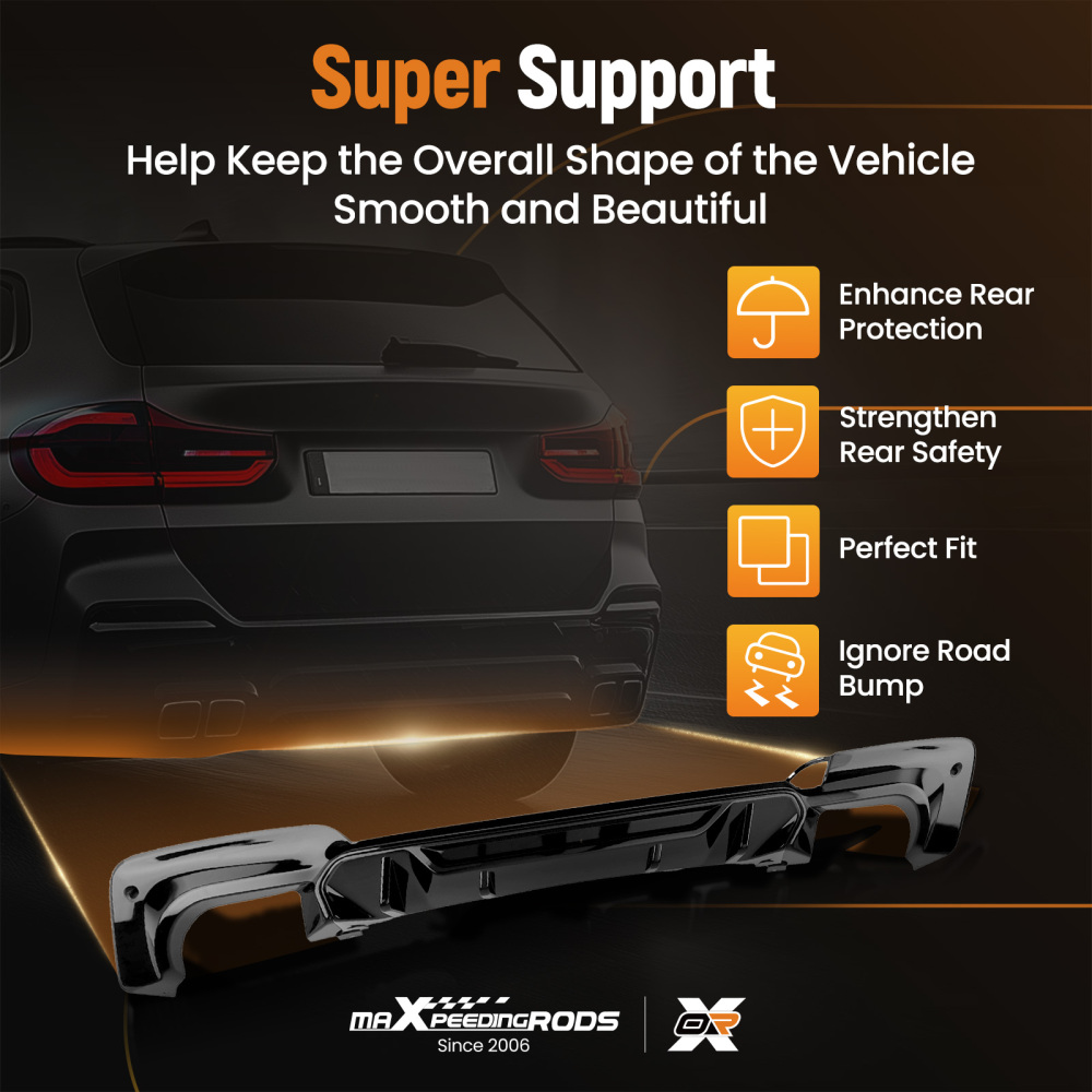 Black Competition Diffuser compatible for BMW G01 X3 M40i M-Sport 2018-2021 PP Style