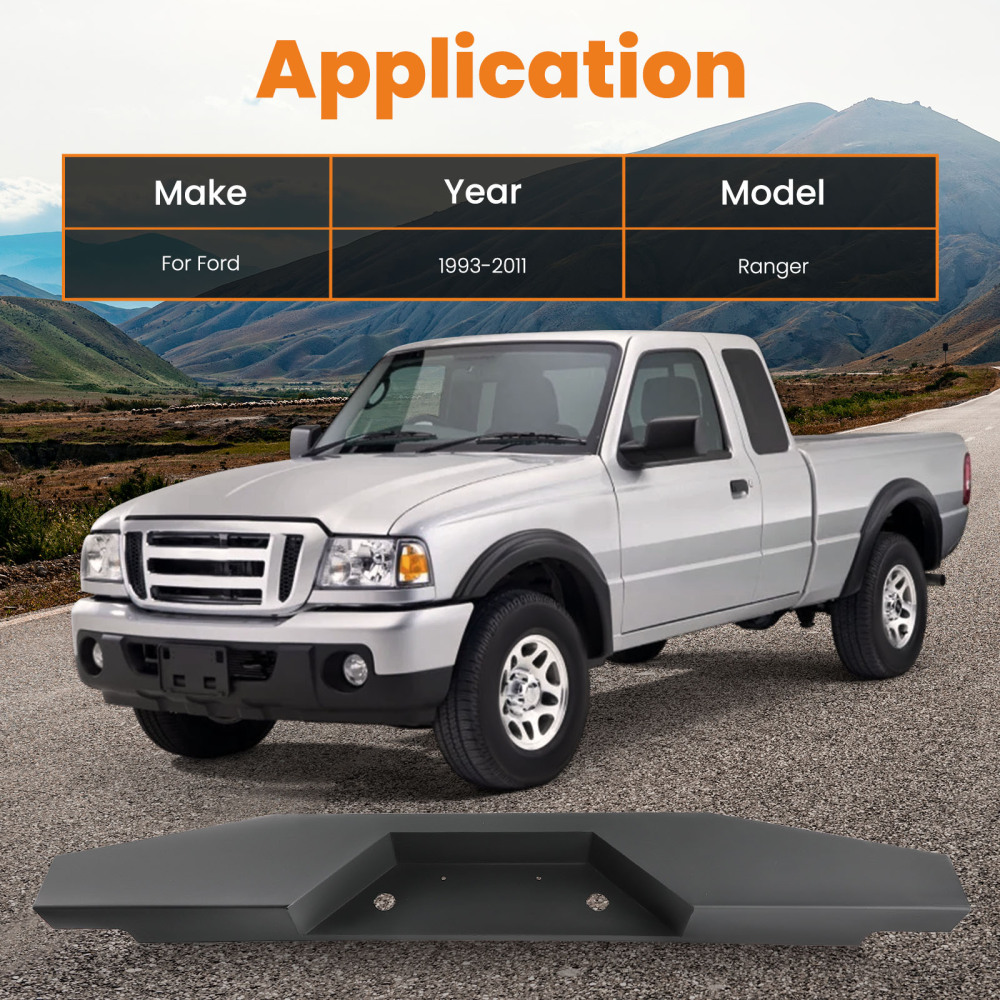 Black Steel Rear Step Bumper Assembly For 1993-2011 compatible for Ford Ranger Pickup