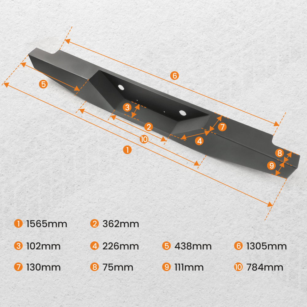 Black Steel Rear Step Bumper Assembly For 1993-2011 compatible for Ford Ranger Pickup