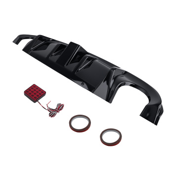 Glossy Black Rear Bumper Diffuser W/ LED Brake Light For 2014-2017 compatible for Infiniti Q50