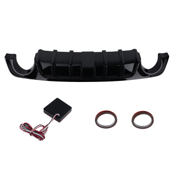 Rear Bumper Diffuser Lip W/ LED Light For 2018-23 compatible for Infiniti Q50 Gloss Black Color