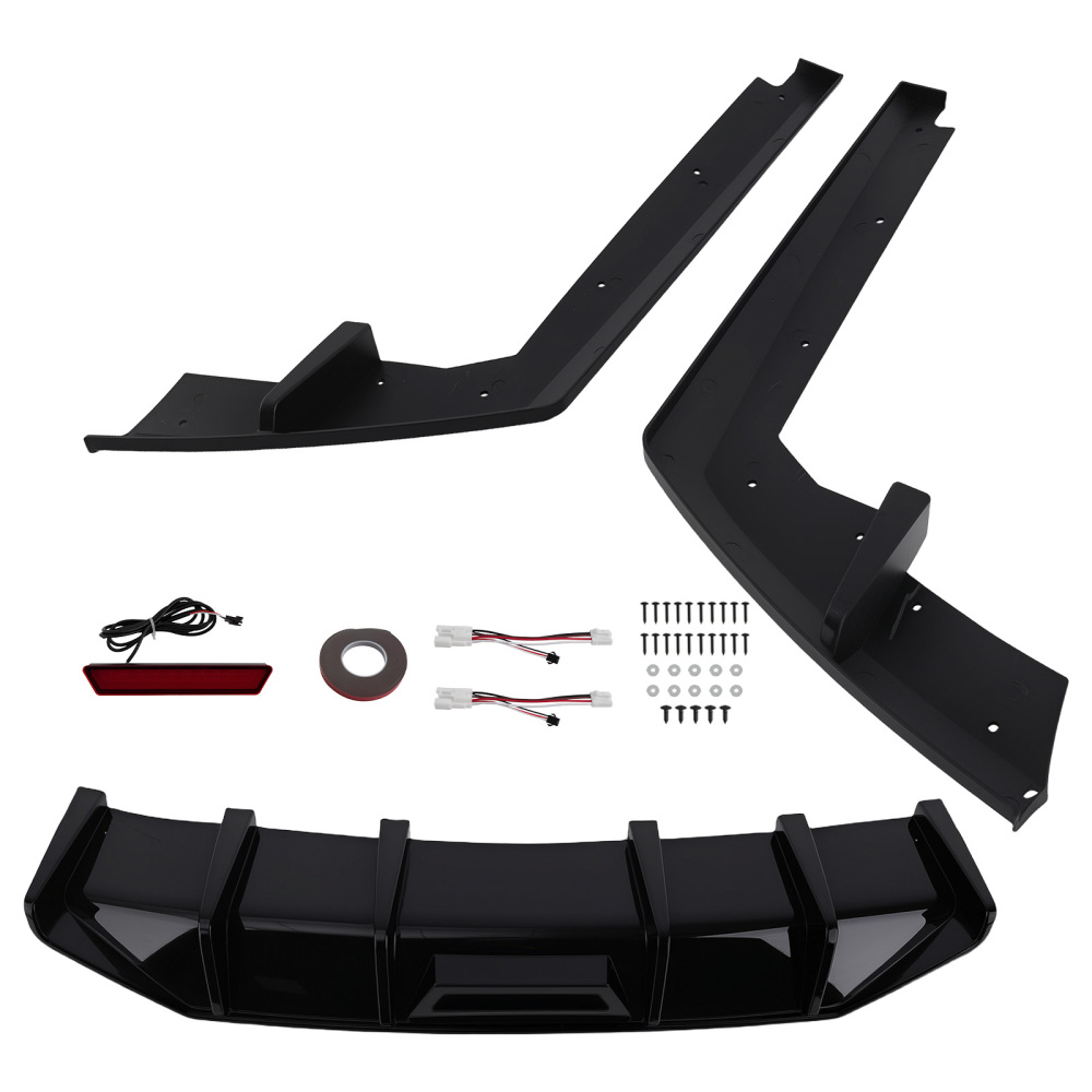 Black PP Rear Bumper Extension Diffuser Kit compatible for Hyundai Elantra 2021-23