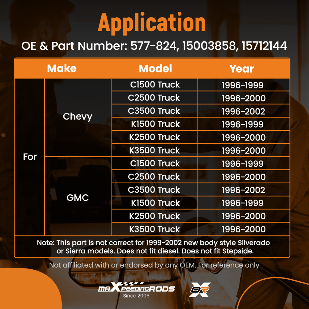 Compatible for GMC Chevy Pickup Truck 96-02 8 Foot Bed Fuel Gas Tank Filler Neck Pipe Hose 