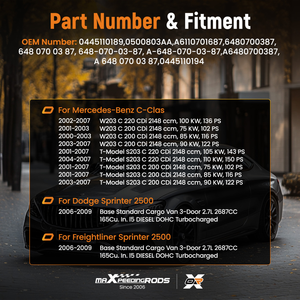 Common Rail Injector compatible for Dodge Sprinter 2.7L Diesel 2006-2009 A6110701687
