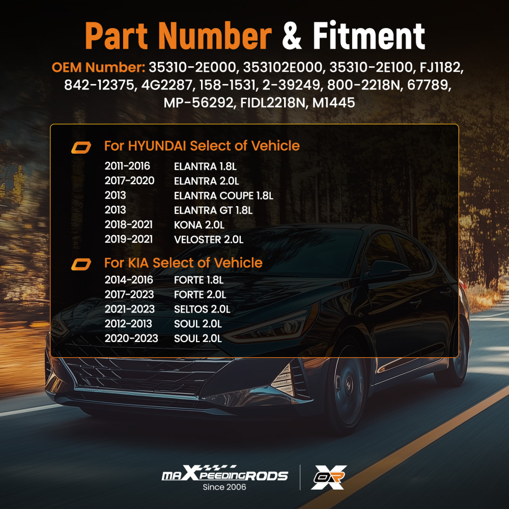 4x Fuel Injectors compatible for Hyundai Elantra 2011-2015 compatible for Kia Forte 2014-2015 35310-2E000