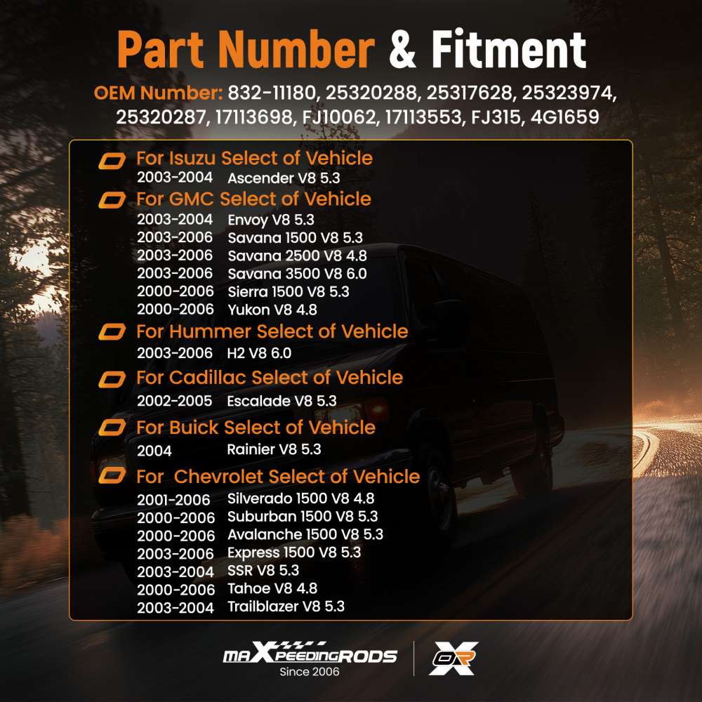 8Pcs Fuel Injectors compatible for Isuzu Ascender compatible for Hummer H2 Cadillac Escalade 4.8 5.3 6.0