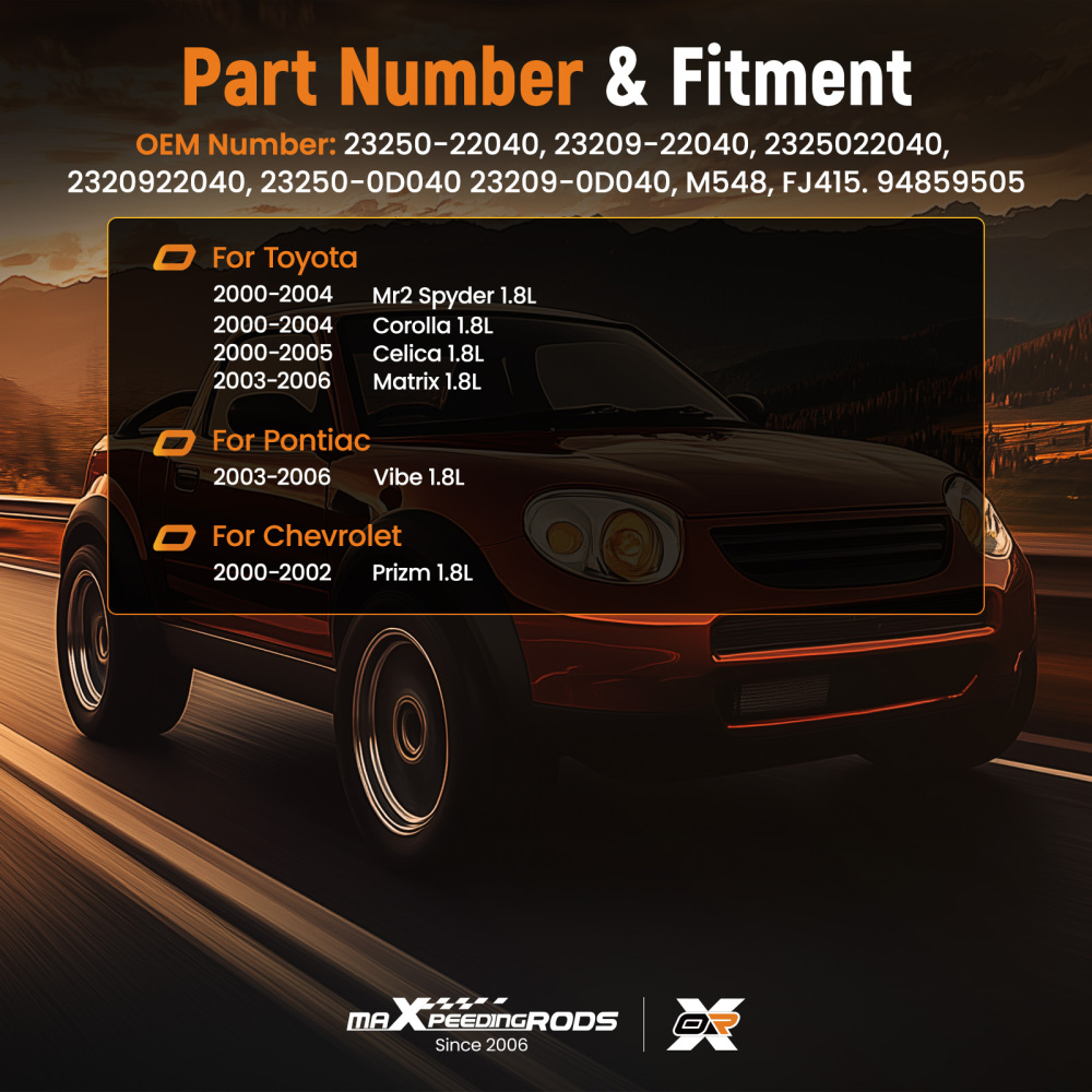 4Pcs Fuel Injectors compatible for Toyota Chevy Prizm Matrix compatible for Corolla 1.8L 2325022040