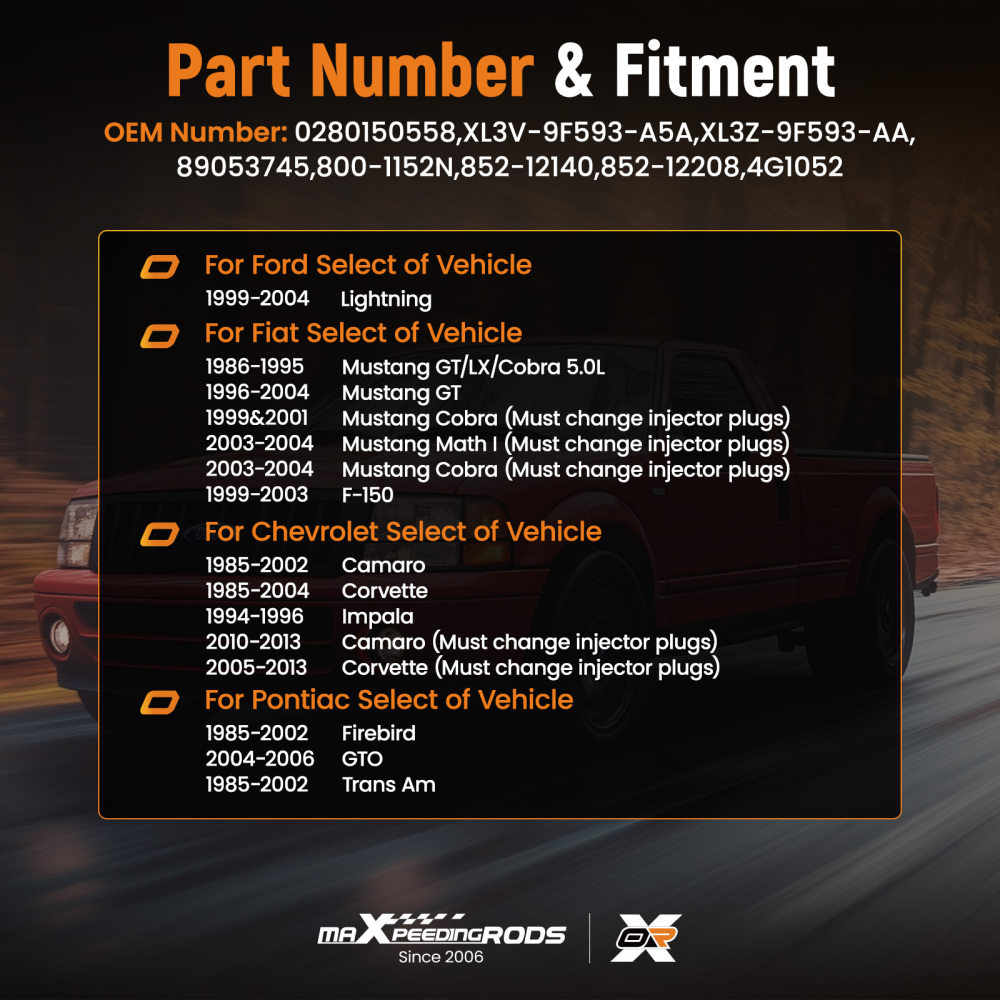 Set of 8 Fuel Injectors compatible for Ford Lightning Mustang F-150 compatible for Chevrolet Pontiac
