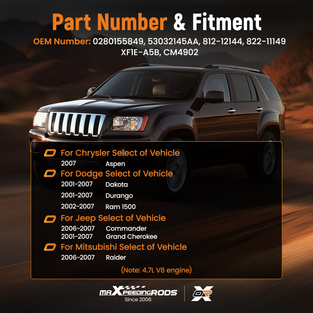 4 Hole Fuel Injector compatible for Jeep Commander Grand Cherokee 06-07 812-12144 V8